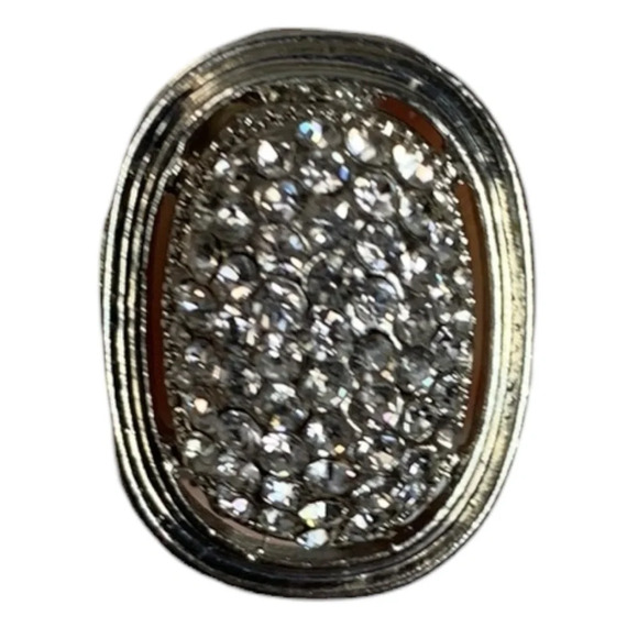 VTG Oval Silver  Toned Sparkly Clip On Earrings Not Marked Costume Jewellery - Picture 8 of 8